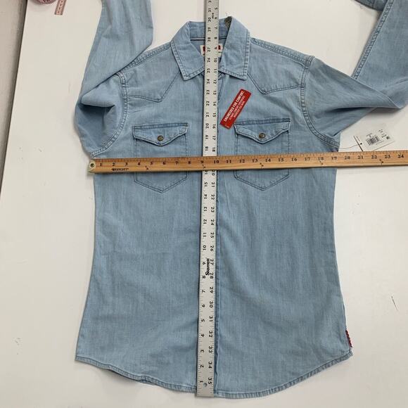 Wrangler Shirt Men Small SLIM Untuck Fit Free To Stretch Chambray Snap Button - Picture 8 of 13